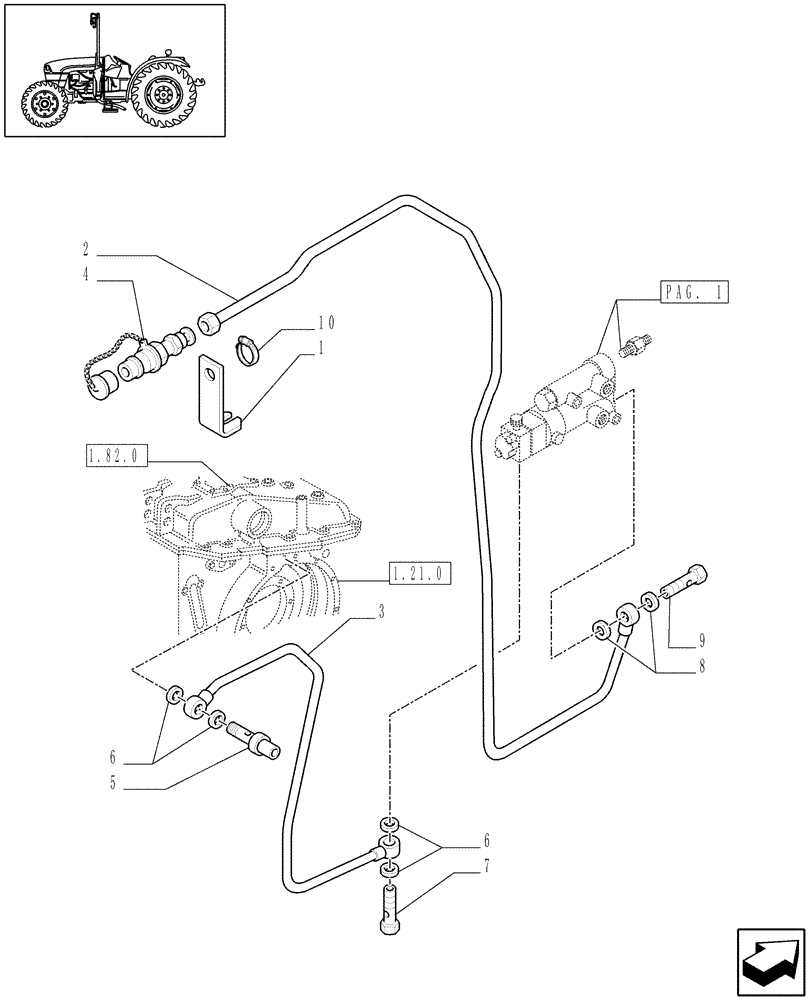 Схема запчастей Case IH JX1070C - (1.82.715[02]) - (VAR.373) TRAILER BRAKE VALVE (FRANCE) FOR FRONT HPL W/ELECTRIC CONTROL - PIPES (07) - HYDRAULIC SYSTEM