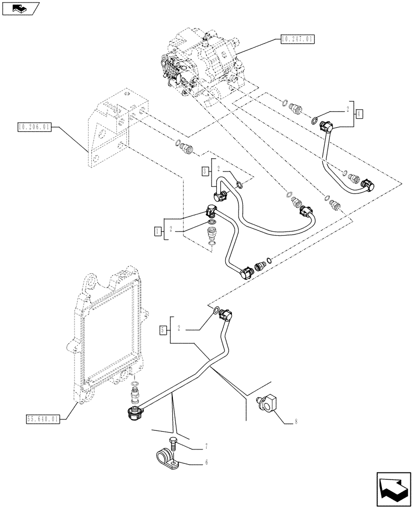 Схема запчастей Case IH P215 - (10.218.01) - FUEL LINES & RELATED PARTS (504087128 - 504092327) (Jun 7 2011 2:03PM) (10) - ENGINE