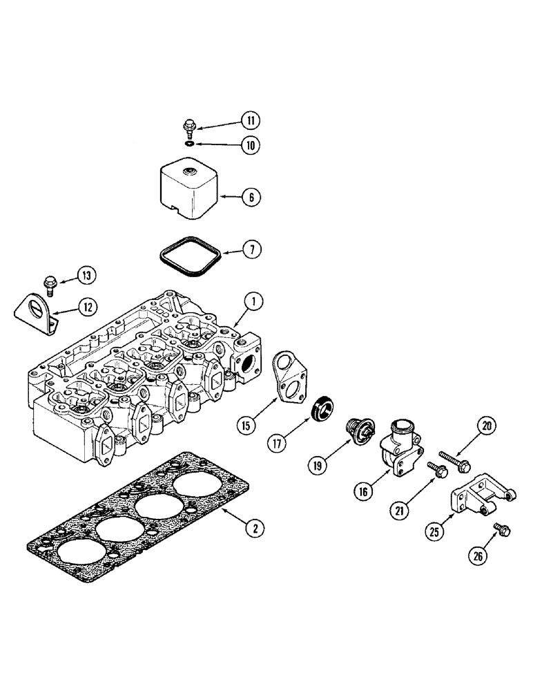 Схема запчастей Case IH 6500 - (2-44) - CYLINDER HEAD AND COVERS, 4-390 ENGINE (02) - ENGINE