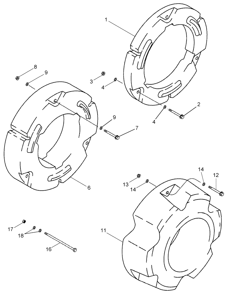 Схема запчастей Case IH MAGNUM 275 - (06-46) - REAR WHEEL WEIGHTS (06) - POWER TRAIN