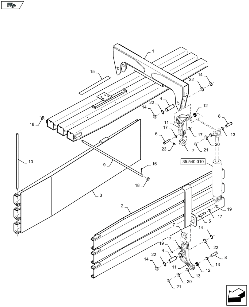 Схема запчастей Case IH LB434S XL - (70.200.030) - TENSION RAILS (70) - EJECTION