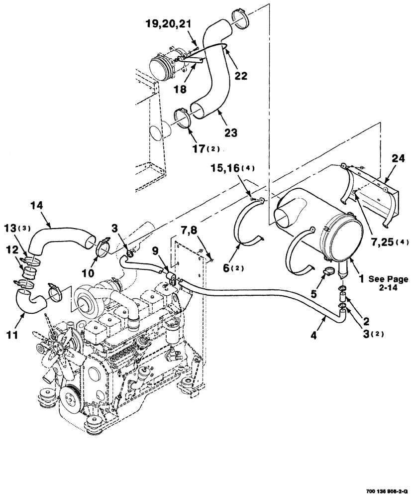 Схема запчастей Case IH 8880HP - (02-012) - AIR CLEANER, HOSES AND MOUNTING ASSEMBLY (10) - ENGINE