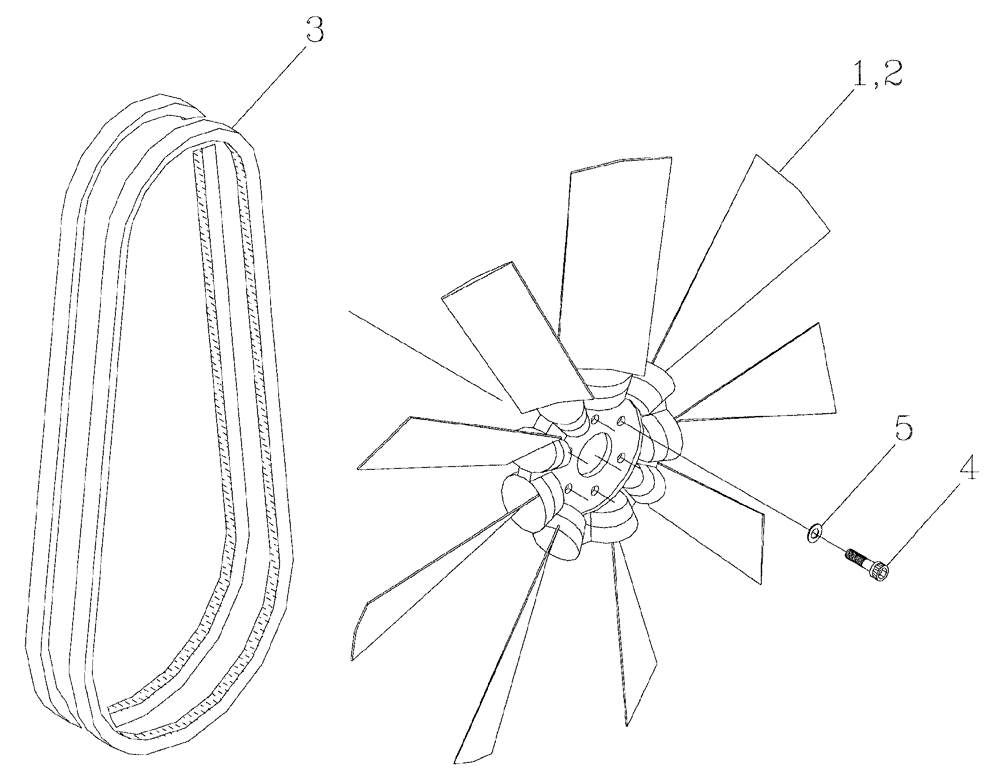 Схема запчастей Case IH 7700 - (C02[08]) - COOLING FAN AND DRIVE BELTS, 3306 Engine & Engine Attachments