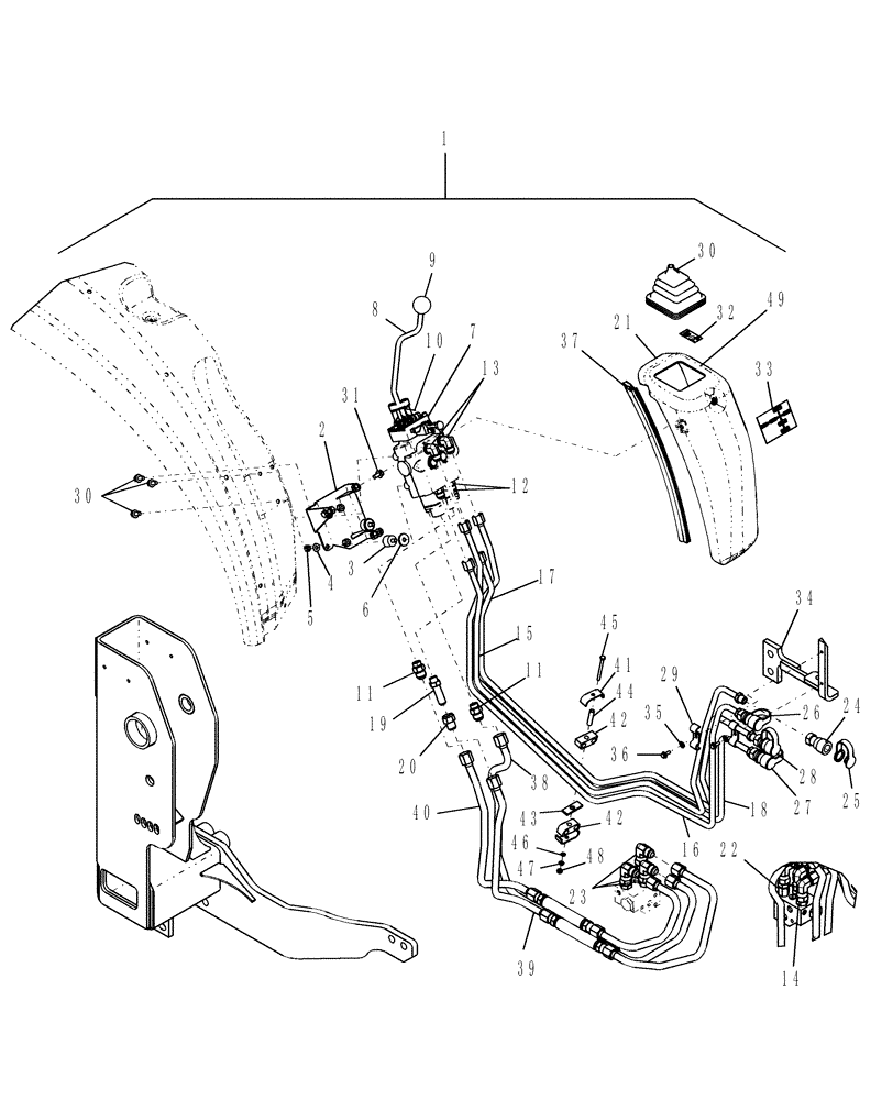 Схема запчастей Case IH L360 - (007) - MID-MOUNT HYDRAULIC CONTROL VALVE KIT, 2-SPOOL W/CAB - 719918026 