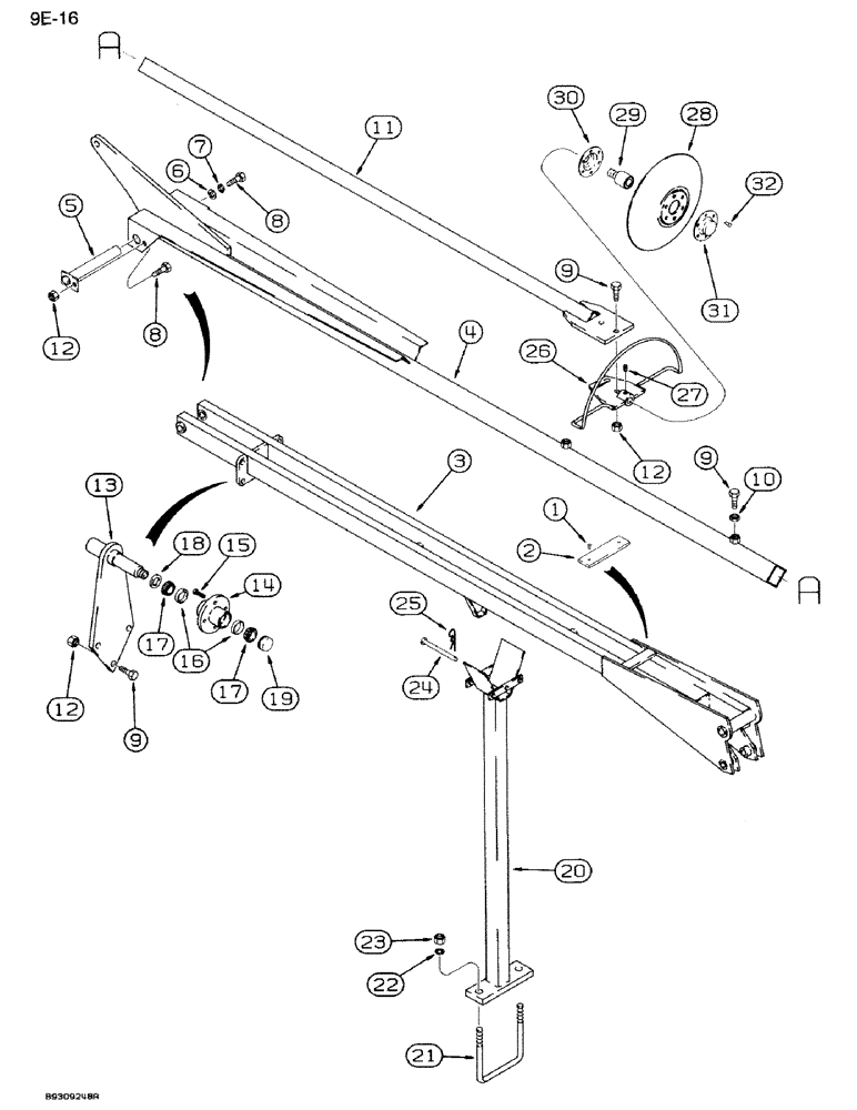 Схема запчастей Case IH 950 - (9E-16) - ROW MARKER ARM AND EXTENSION, 24 ROW NARROW, FRONT FOLD (09) - CHASSIS/ATTACHMENTS