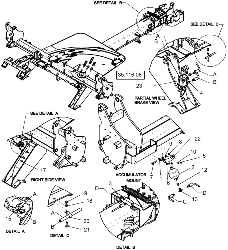 Схема запчастей Case IH 1240 - (39.110.02) - LAYOUT TWO STAGE HITCH BRAKE AND LATCH HYDRAULICS (39) - FRAMES AND BALLASTING