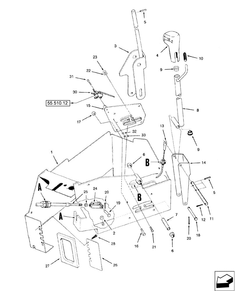 Схема запчастей Case IH 2588 - (21.130.01) - CONTROLS - TRANSMISSION UPPER SHIFT (21) - TRANSMISSION