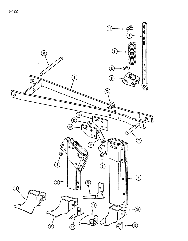 Схема запчастей Case IH 7200 - (9-122) - SHEAR TRIP FURROW OPENER (09) - CHASSIS/ATTACHMENTS