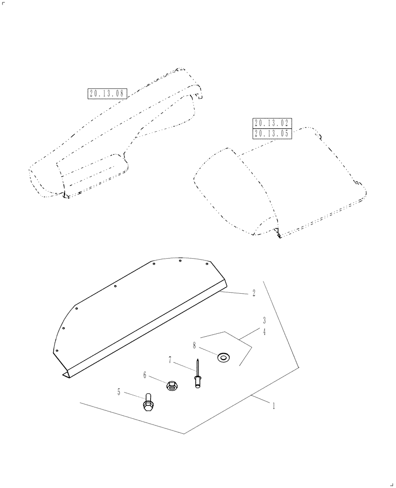 Схема запчастей Case IH 3406-70 - (20.13.10) - KIT, WEAR PLATES, INNER AND OUTER HOODS (58) - ATTACHMENTS/HEADERS