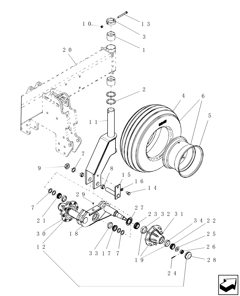 Схема запчастей Case IH SDX30 - (1.091.1) - CASTER - HEAVY DUTY 8 BOLT HUB (ASN CBJ0007001) (STANDARD ASN CBJ0007001) (12) - FRAME