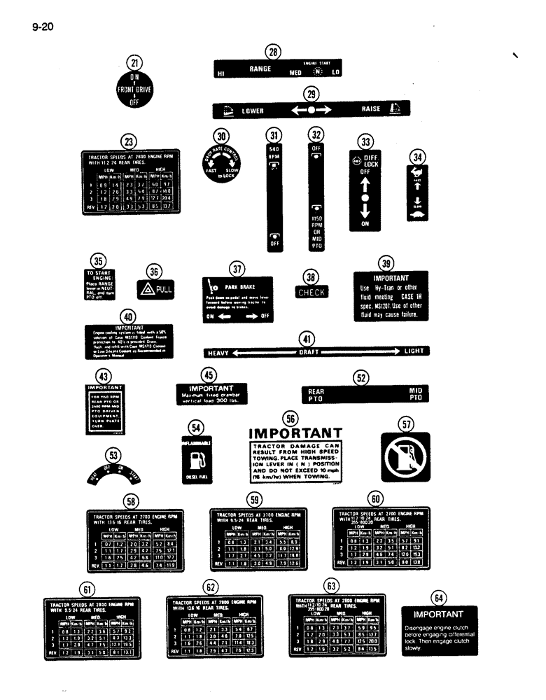 Схема запчастей Case IH 255 - (9-20) - DECALS, INSTRUCTIONS (09) - CHASSIS/ATTACHMENTS