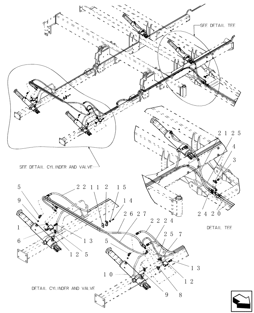 Схема запчастей Case IH SDX30 - (2.011.1) - SUBBAR HYDRAULICS (ASN CBJ0007001) (PART 1 OF 2) (07) - HYDRAULICS