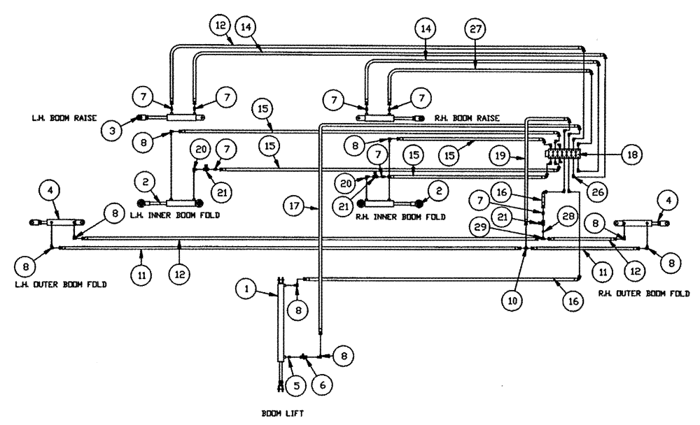 Схема запчастей Case IH PATRIOT NT - (05-002) - HYDRAULIC PLUMBING - BOOMS-7 BANK VALVE Hydraulic Plumbing