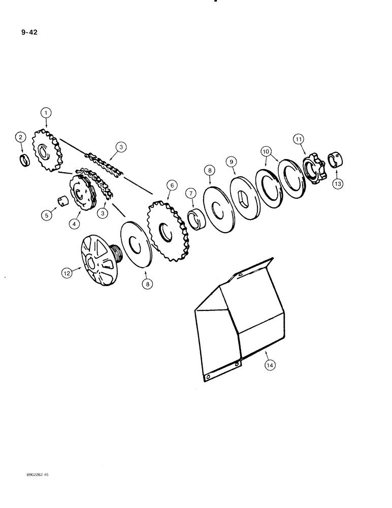 Схема запчастей Case IH 550 - (9-042) - MAIN DRIVE CHAIN AND CLUTCH, 540 RPM, USED ON ALL MODELS EXCEPT 560 (06) - POWER TRAIN