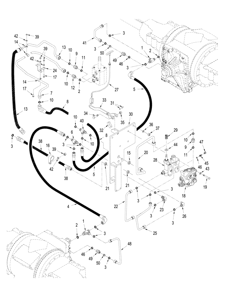 Схема запчастей Case IH STEIGER 335 - (07-07) - PARK BRAKE CIRCUIT, WITHOUT DIFFERENTIAL LOCK, WITHOUT ACCUSTEER (07) - BRAKES