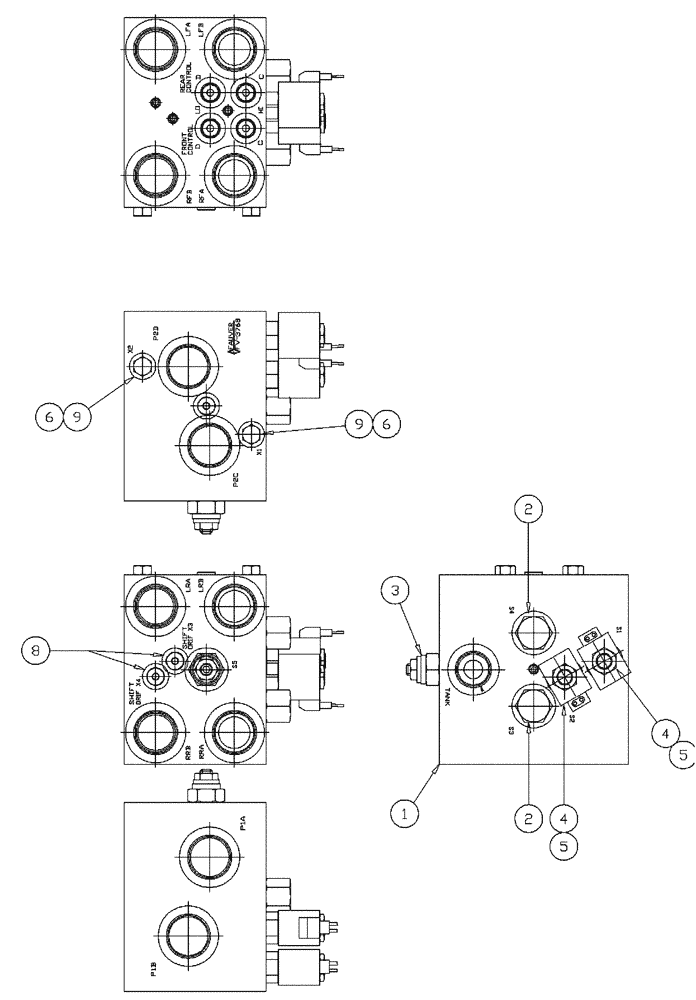 Схема запчастей Case IH PATRIOT NT - (06-008) - SHIFT BLOCK (OLD) - REPLACEMENT PARTS (FACTORY INSTALLED ON PATRIOTS SERIAL # 1882 AND BELOW.) Hydraulic Plumbing