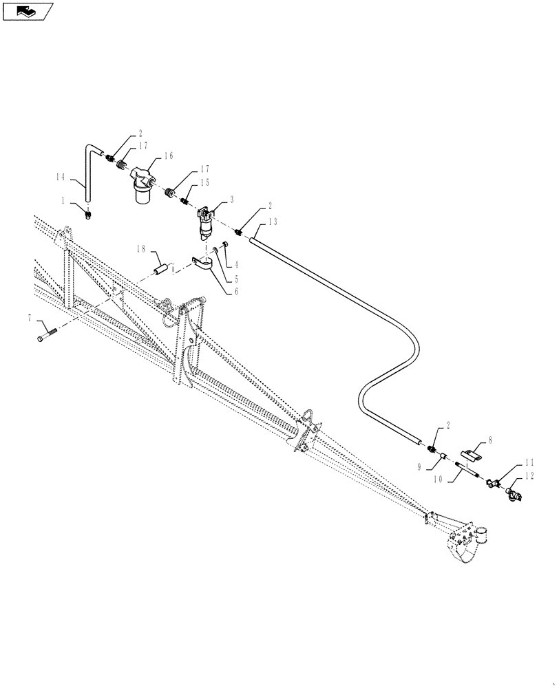 Схема запчастей Case IH 4420 - (11-009[02]) - NOZZLE GROUP, RIGHT BOOM, 90, FENCE ROW, BSN Y9T026406 Options