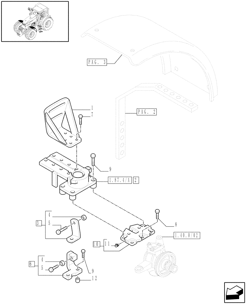 Схема запчастей Case IH MXU110 - (1.87.4/04[01]) - (VAR.024-025) DYNAMIC FRONT FENDERS (420, WIDE) (JAPAN) (08) - SHEET METAL