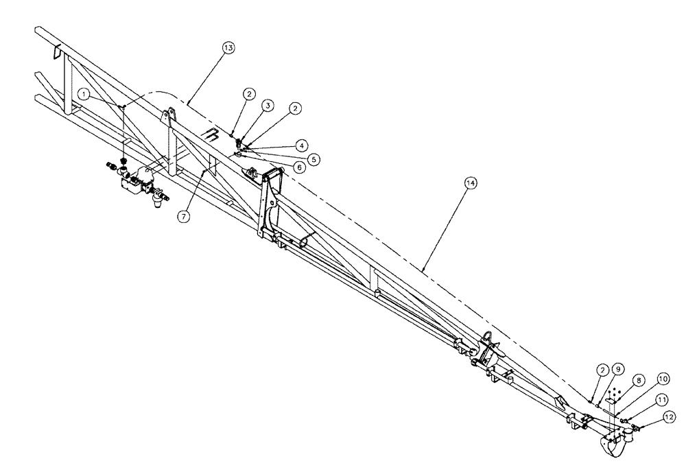 Схема запчастей Case IH SPX3200 - (11-006) - FENCE ROW NOZZLE GROUP, 90, RIGHT BOOM Options