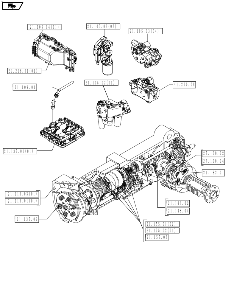 Схема запчастей Case IH MAGNUM 180 - (00.000.21) - PICTORIAL INDEX - TRANSMISSION (00) - GENERAL & PICTORIAL INDEX