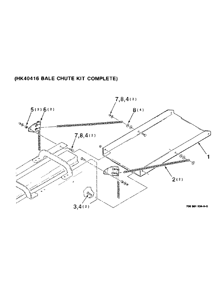 Схема запчастей Case IH 8520 - (9-20) - BALE CHUTE KIT, (HK40416 BALE CHUTE KIT COMPLETE) Decals & Attachments