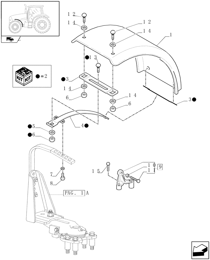 Схема запчастей Case IH PUMA 125 - (1.87.4[02A]) - 4WD DYNAMIC FRONT FENDERS WITH AXLE WITH BRAKE - D5799 (VAR.333884-334884-335884-337884) (08) - SHEET METAL