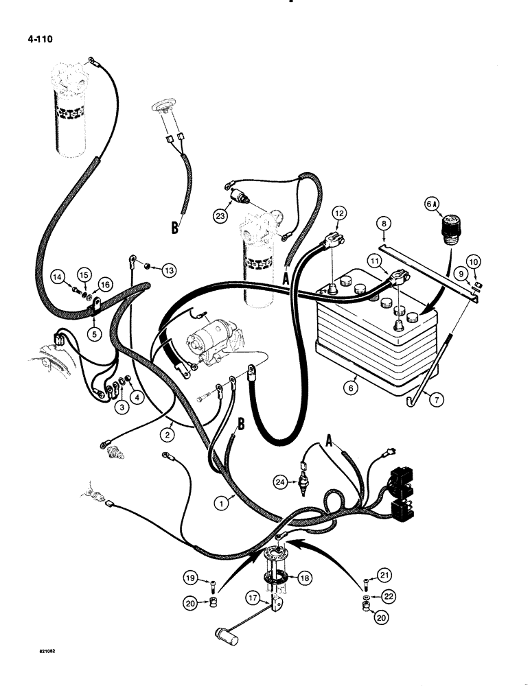 Схема запчастей Case IH 1835B - (4-110) - ELECTRICAL SYSTEM, REAR HARNESS AND BATTERY (04) - ELECTRICAL SYSTEMS