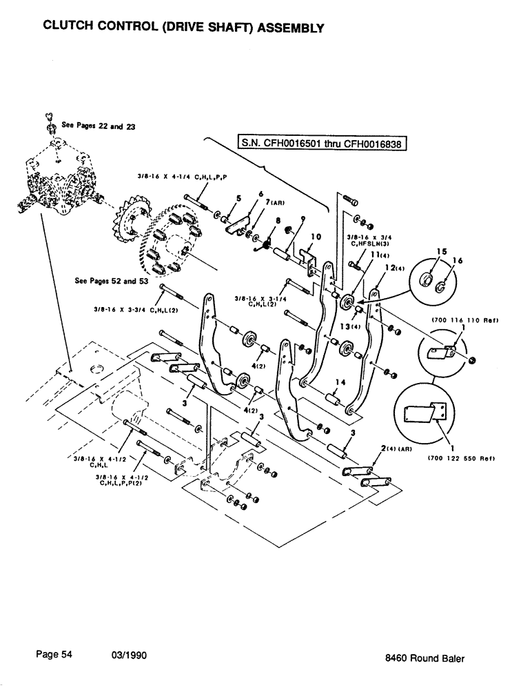 Схема запчастей Case IH 8460 - (054) - CLUTCH CONTROL, DRIVE SHAFT, ASSEMBLY Driveline