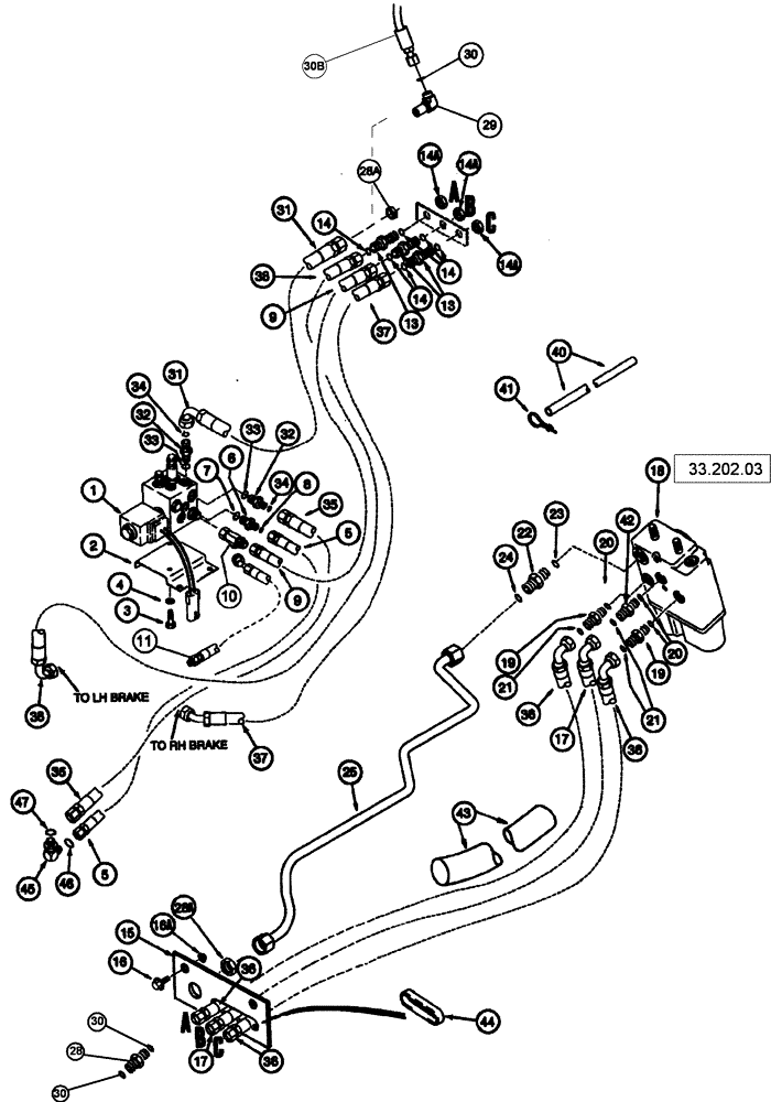 Схема запчастей Case IH 635 - (33.202.04) - HYDRAULIC MASTER BRAKES (33) - BRAKES & CONTROLS