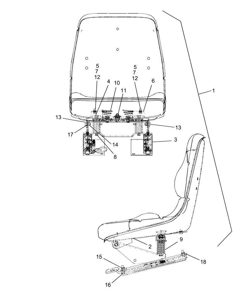 Схема запчастей Case IH D40 - (10.09.01) - SEAT ASSY ON & ASN HBA006021 (10) - OPERATORS PLATFORM/CAB