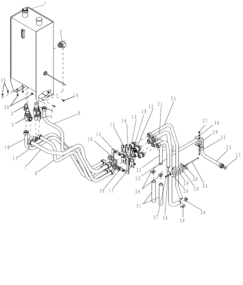 Схема запчастей Case IH 625 - (35.300.02) - HYDRAULIC RESERVOIR ASSEMBLY (35) - HYDRAULIC SYSTEMS