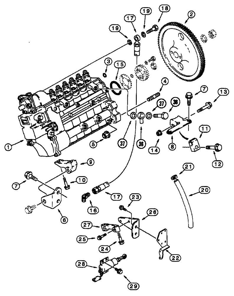 Схема запчастей Case IH 7250 - (3-040) - FUEL INJECTION PUMP AND DRIVE, 6TA-830 EMISSIONS CERTIFIED ENGINE, TRACTOR PIN JJA0064978 AND AFTER (03) - FUEL SYSTEM