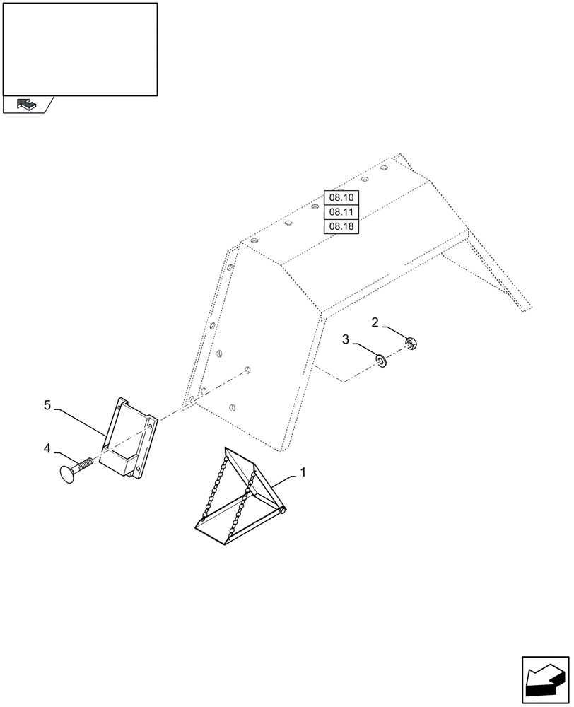 Схема запчастей Case IH LB433S - (08.16[01]) - MUDGUARDS AND WHEEL CHOCK (08) - SHEET METAL/DECALS