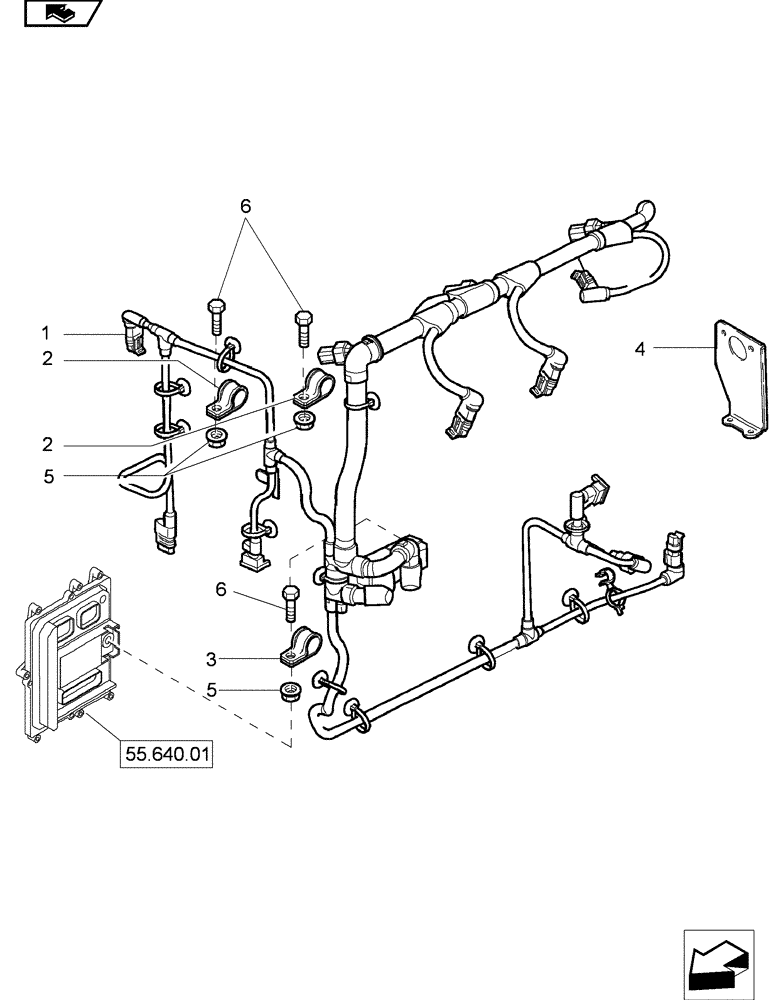 Схема запчастей Case IH MAGNUM 210 - (55.100.11) - FUEL INJECTION SYSTEM, HARNESS, ENGINE (55) - ELECTRICAL SYSTEMS