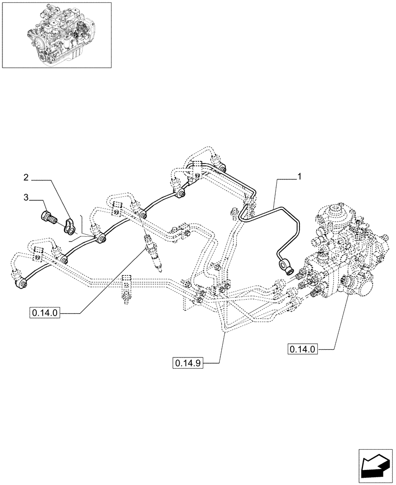 Схема запчастей Case IH F4GE9684D J600 - (0.20.4[01]) - INJECTION EQUIPMENT - PIPING (504061555) 