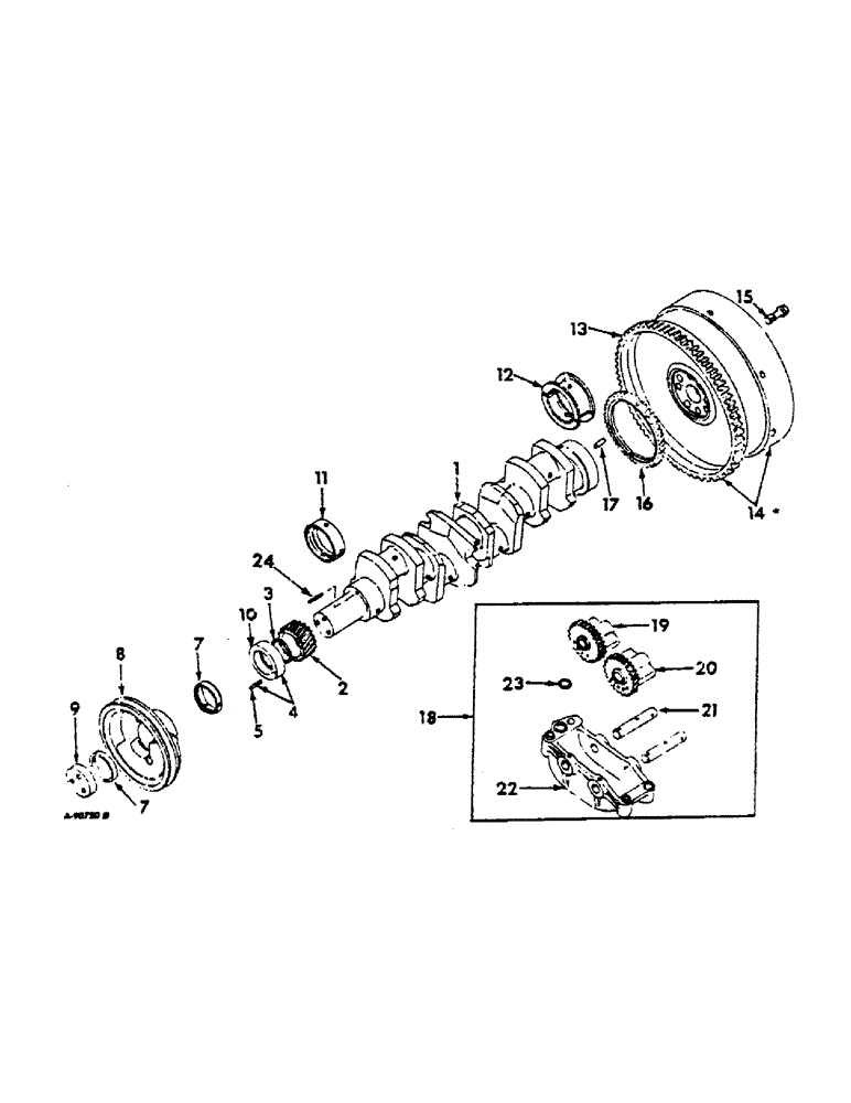 Схема запчастей Case IH 474 - (12-21) - CRANKSHAFT, FLYWHEEL AND BEARINGS Power