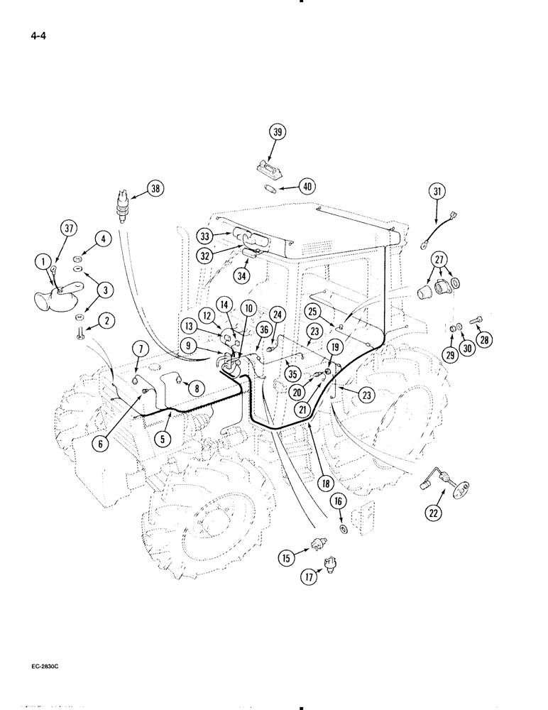 Схема запчастей Case IH 595 - (4-04) - CHASSIS HARNESS AND SWITCHES, TRACTOR WITH CAB (04) - ELECTRICAL SYSTEMS