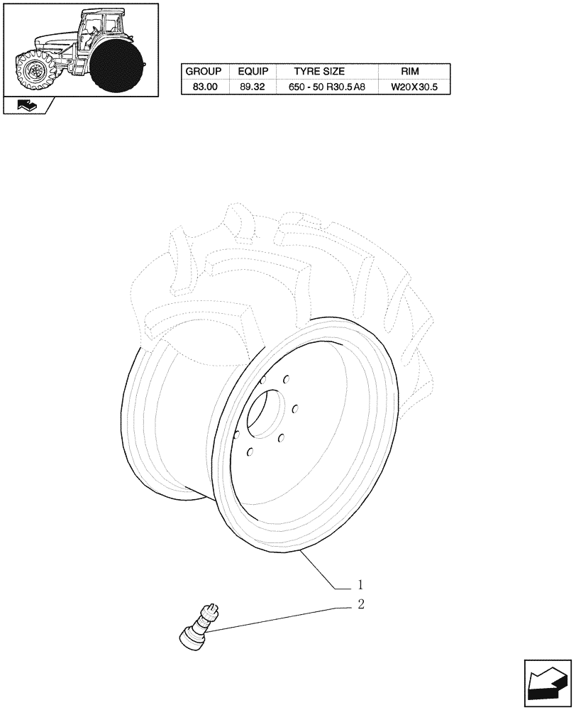 Схема запчастей Case IH FARMALL 85U - (83.00[05]) - REAR WHEELS (11) - WHEELS/TRACKS