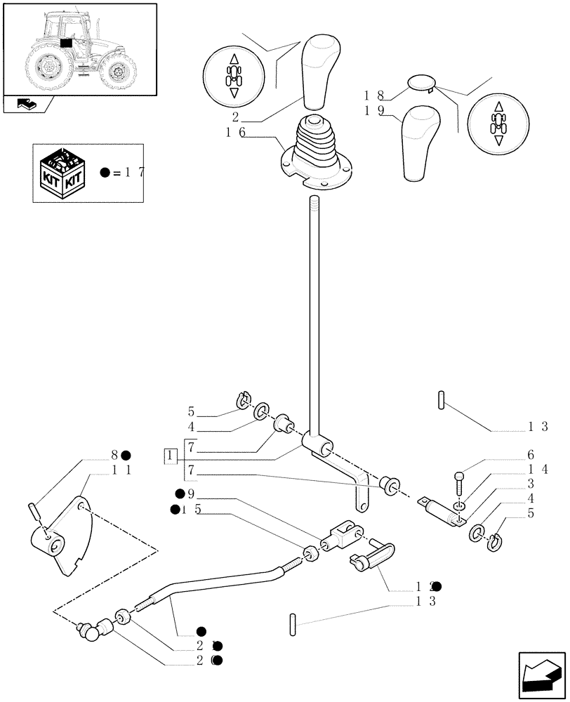 Схема запчастей Case IH FARMALL 70 - (1.34.2) - REVERSE CONTROL (04) - FRONT AXLE & STEERING