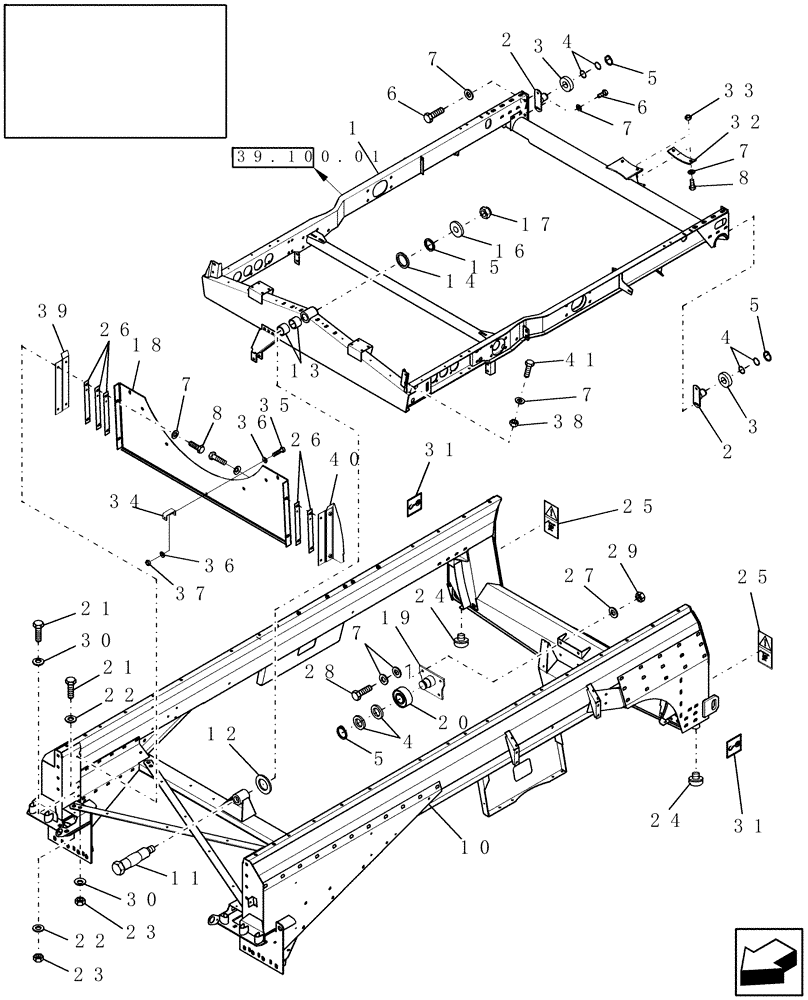 Схема запчастей Case IH 8120 - (39.100.04) - FRAME, LOWER & PIVOT, CLEANING SHOE, SELF-LEVELING (39) - FRAMES AND BALLASTING