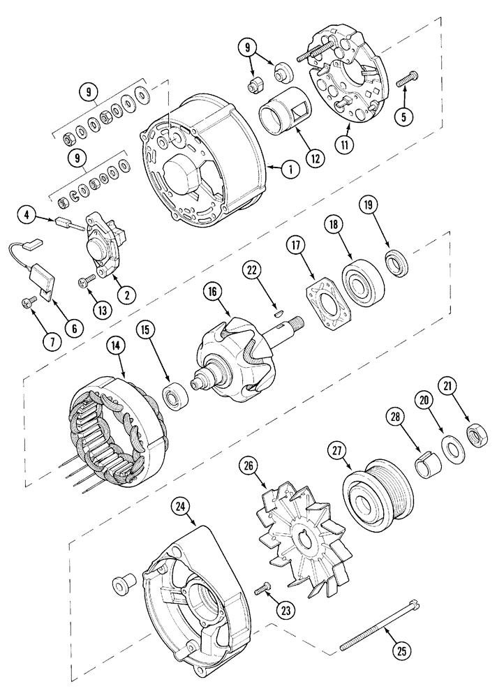 Схема запчастей Case IH 5230 - (4-050) - ALTERNATOR, 95 AMPERE (04) - ELECTRICAL SYSTEMS