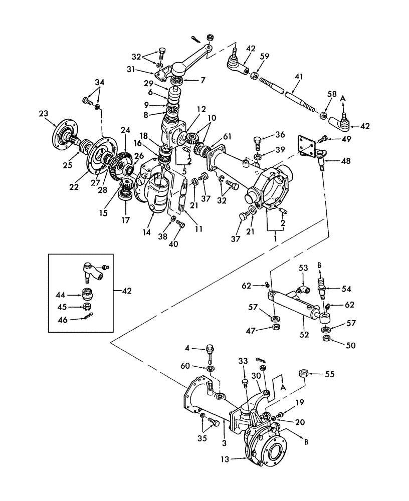 Схема запчастей Case IH DX21 - (04.01) - FRONT AXLE W/POWER STEERING (04) - FRONT AXLE & STEERING