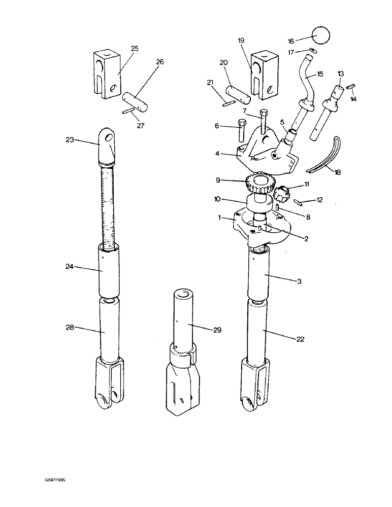 Схема запчастей Case IH 885 - (8-30) - LEVELLING LEVER AND LIFT ROD, 885, 885G, 885H, 885Q AND 885SK TRACTORS (08) - HYDRAULICS