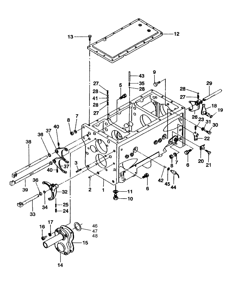 Схема запчастей Case IH D35 - (03.05) - FRONT TRANSMISSION CASE & SHIFTER 12X12 (03) - TRANSMISSION