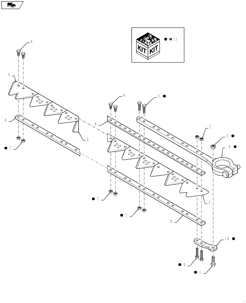 Схема запчастей Case IH DH212 - (20.04.02[2]) - SINGLE KNIFE DRIVE, SCHUMACHER CUTTING SYSTEM, 21 FT, KNIFE SECTION, MY11 (14) - CROP CUTTING