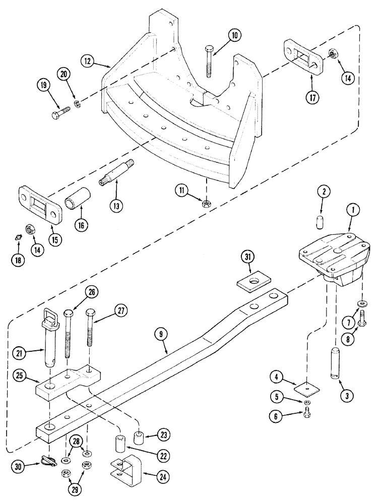 Схема запчастей Case IH 7210 - (9-014) - DRAWBAR, WITHOUT HITCH (09) - CHASSIS/ATTACHMENTS