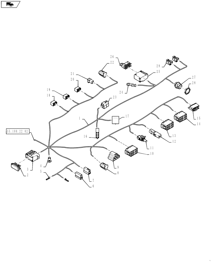 Схема запчастей Case IH STEIGER 600 - (55.100.22[03]) - HARNESS - MAIN CAB - NORTH AMERICA (55) - ELECTRICAL SYSTEMS