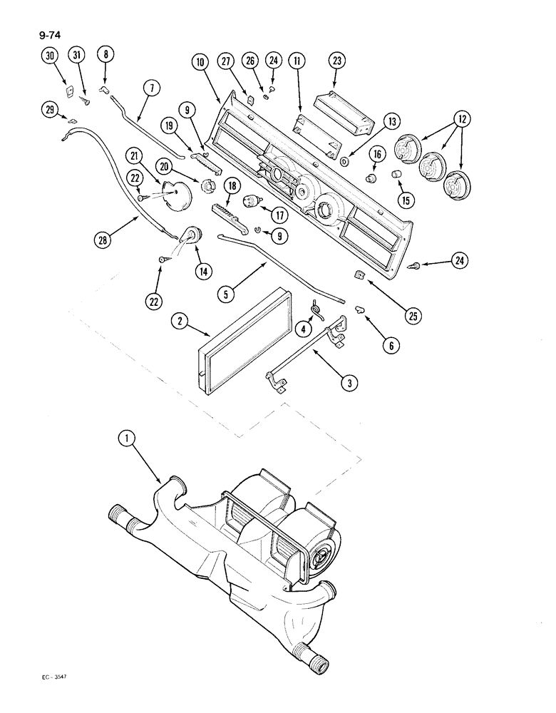 Схема запчастей Case IH 895 - (9-074) - CAB, HEATER CONTROLS (09) - CHASSIS/ATTACHMENTS