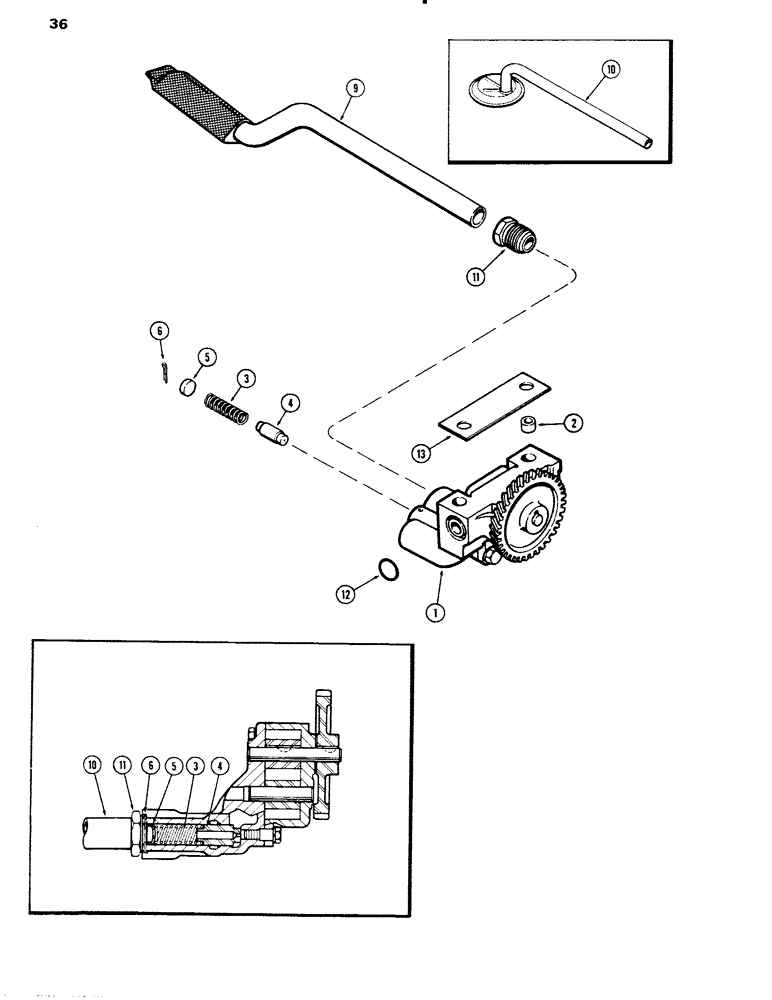 Схема запчастей Case IH 1090 - (036) - OIL PUMP, (451B) DIESEL ENGINE (02) - ENGINE