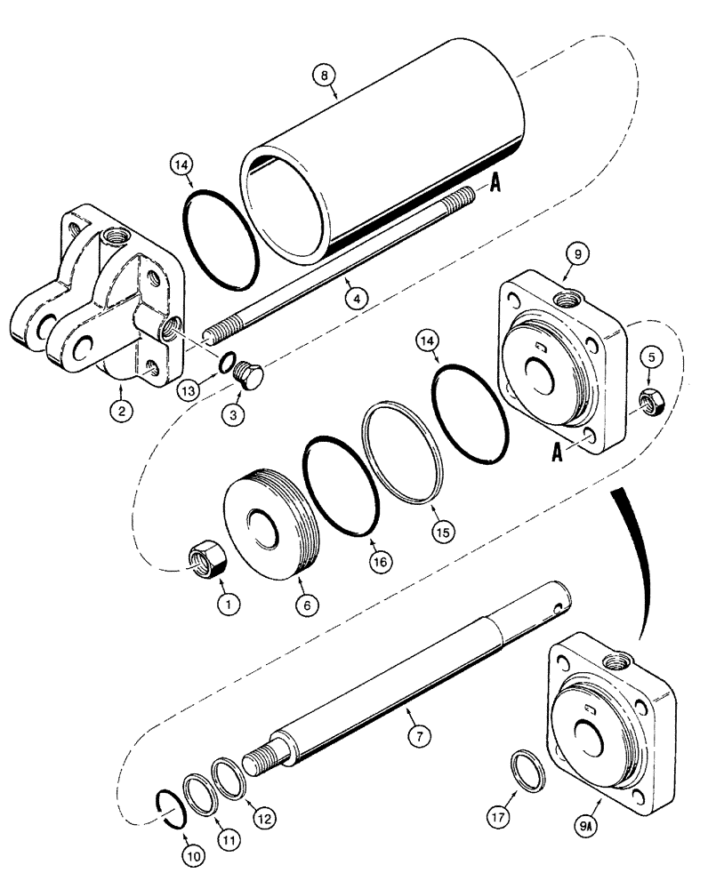 Схема запчастей Case IH 770 - (08-36) - WING FOLDING CYLINDER - 1255245C92, TIE ROD TYPE (08) - HYDRAULICS